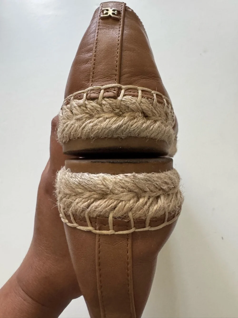 Sam Edelman Kesia Tan Leather Espadrille Flats size 8